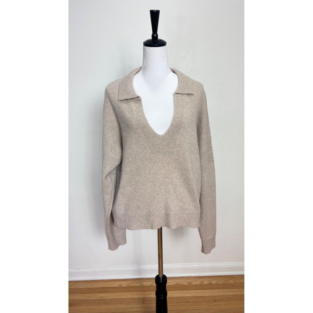 NAADAM 100% Cashmere Beige Knit Sweater Size XL Quiet Luxury Soft Minimalist